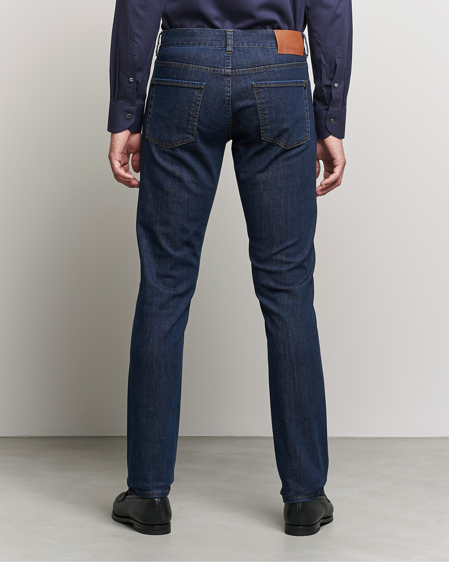 Mies | Farkut | Canali | Slim Fit Stretch Jeans Dark Blue Wash