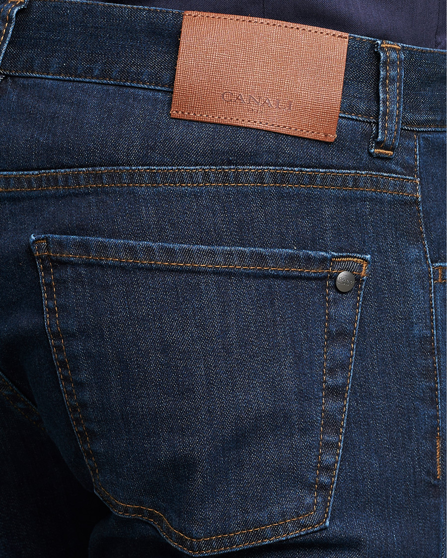 Mies | Farkut | Canali | Slim Fit Stretch Jeans Dark Blue Wash