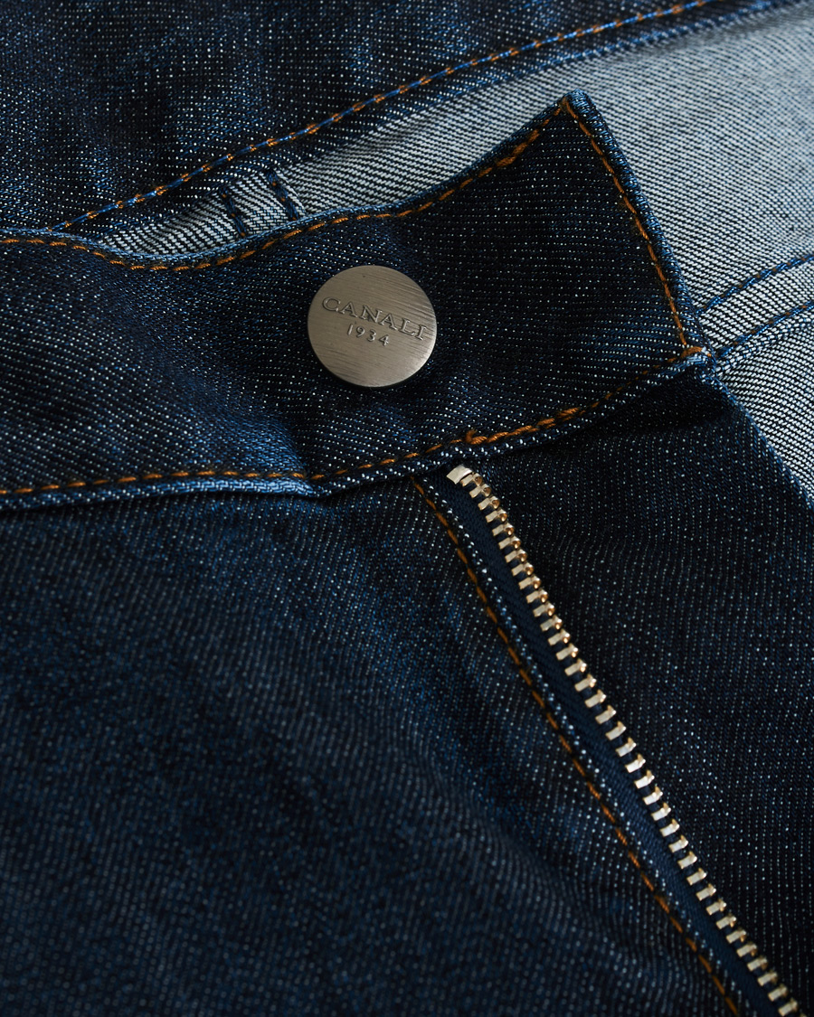 Mies | Farkut | Canali | Slim Fit Stretch Jeans Dark Blue Wash