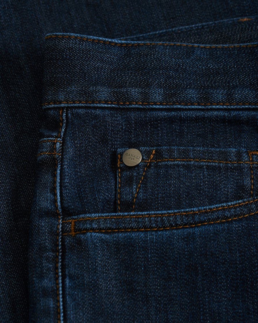 Mies | Farkut | Canali | Slim Fit Stretch Jeans Dark Blue Wash