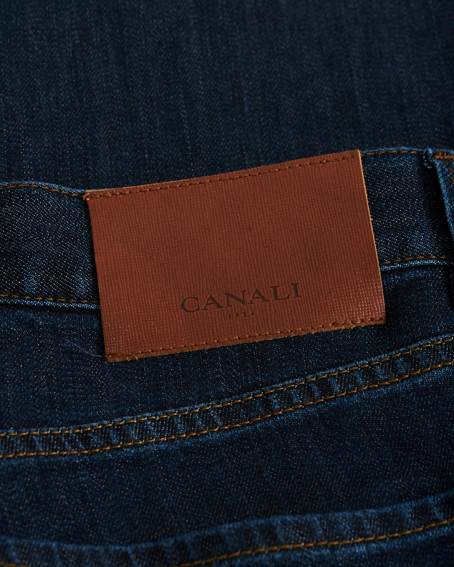 Mies | Farkut | Canali | Slim Fit Stretch Jeans Dark Blue Wash