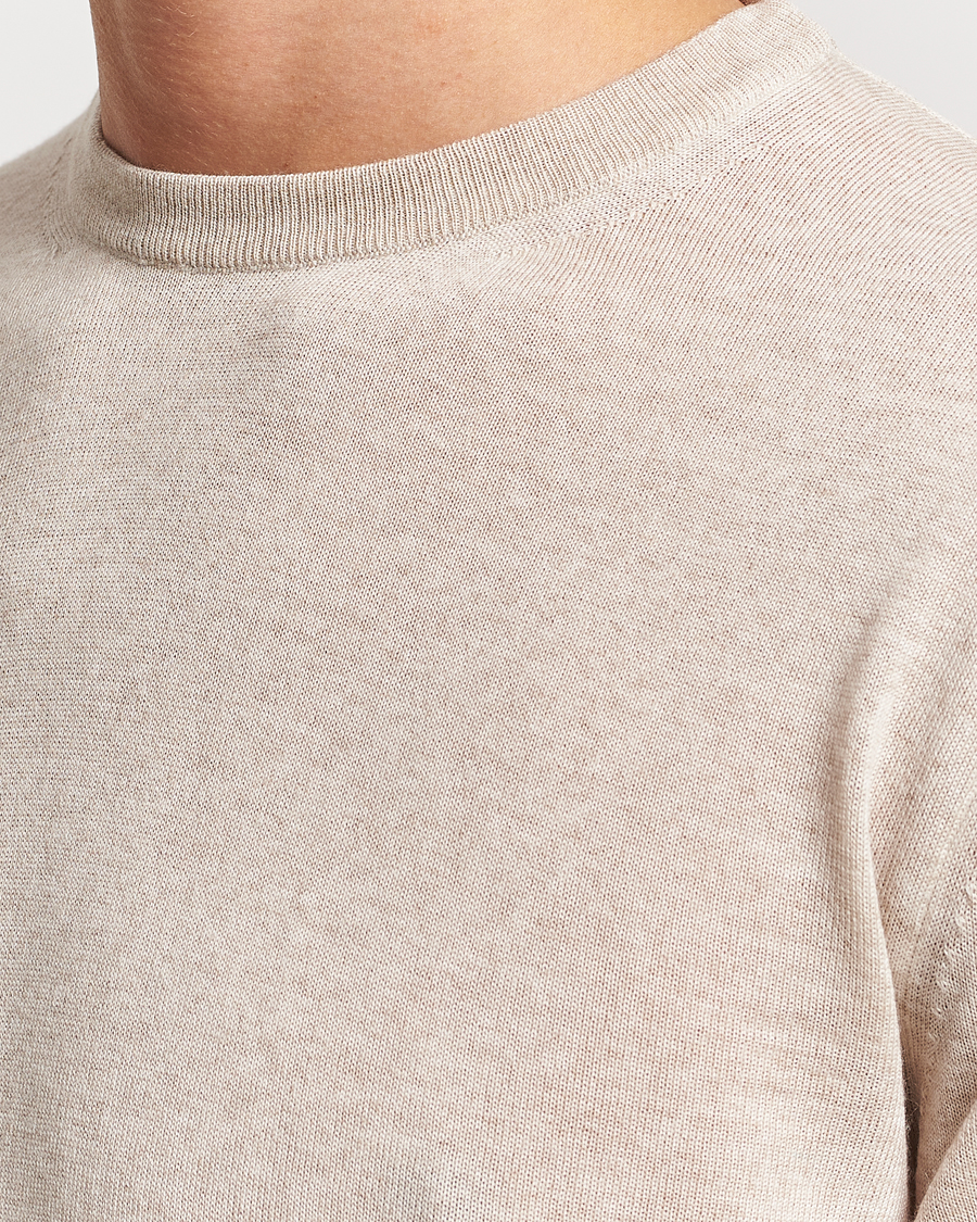 Mies | Puserot | Canali | Merino Wool Crew Neck Light Beige