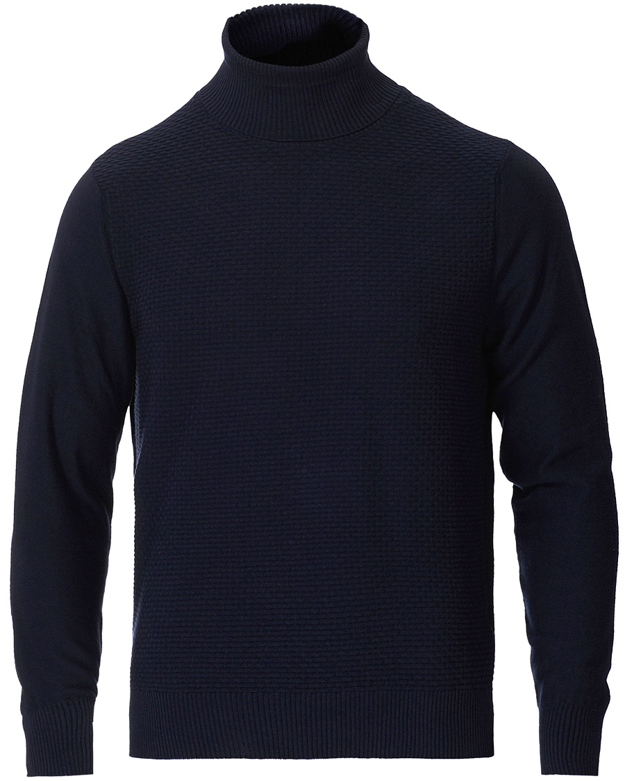 Mies | Puserot | Canali | Micro Pattern Turtleneck Navy