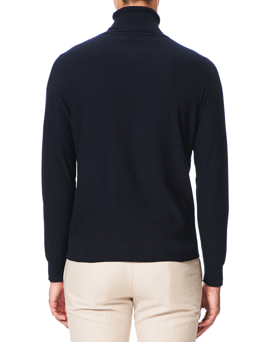 Mies | Puserot | Canali | Micro Pattern Turtleneck Navy