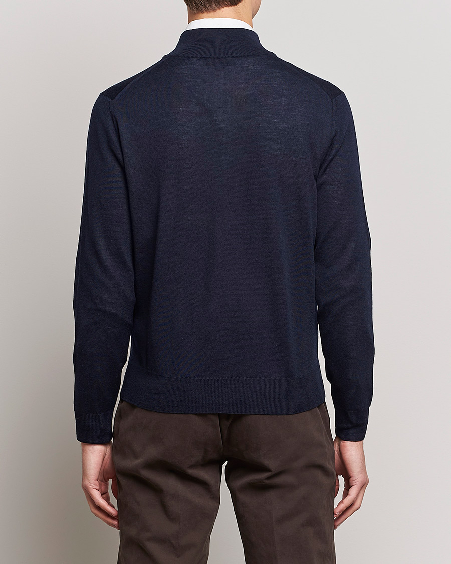Mies | Puserot | Canali | Merino Wool Full Zip Navy