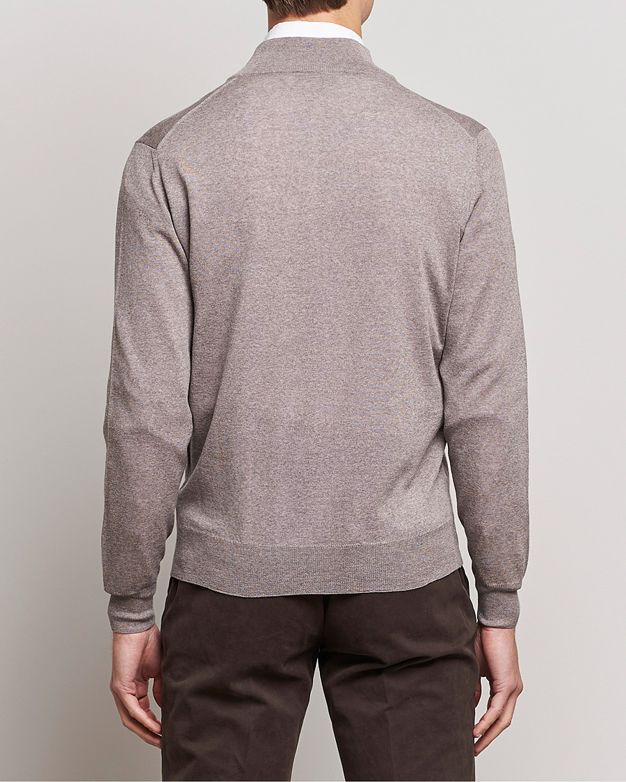 Mies | Puserot | Canali | Merino Wool Full Zip Beige