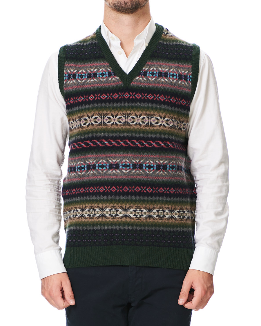Mies | Puserot | Gant | Holiday Fairisle Slipover Tartan Green