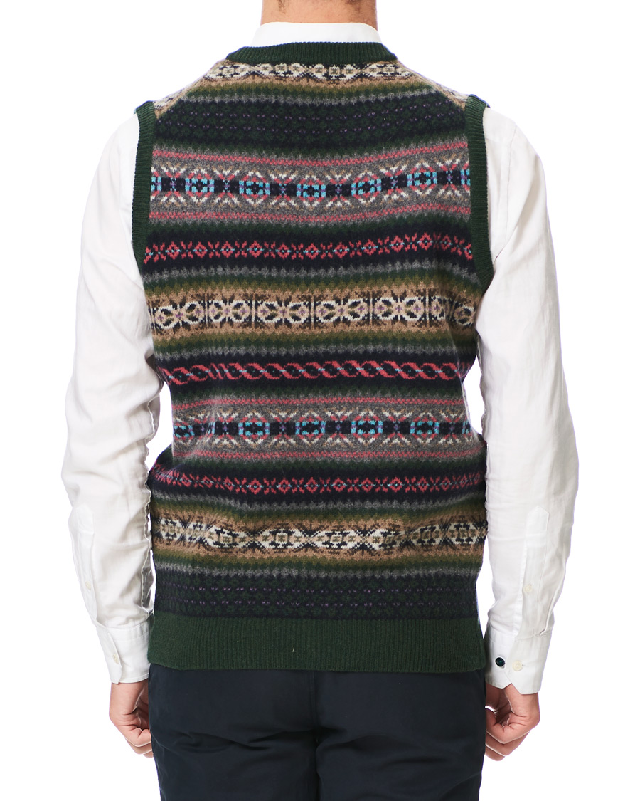 Mies | Puserot | Gant | Holiday Fairisle Slipover Tartan Green