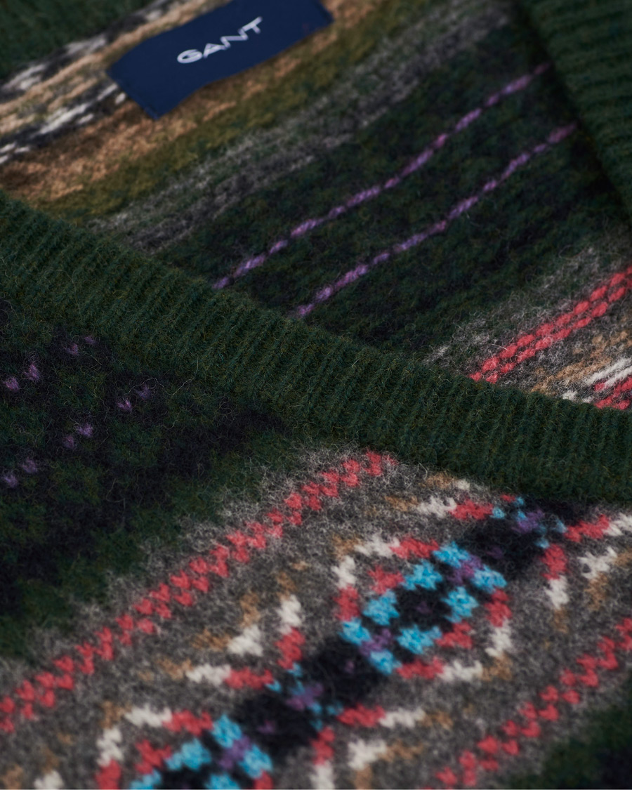Mies | Puserot | Gant | Holiday Fairisle Slipover Tartan Green