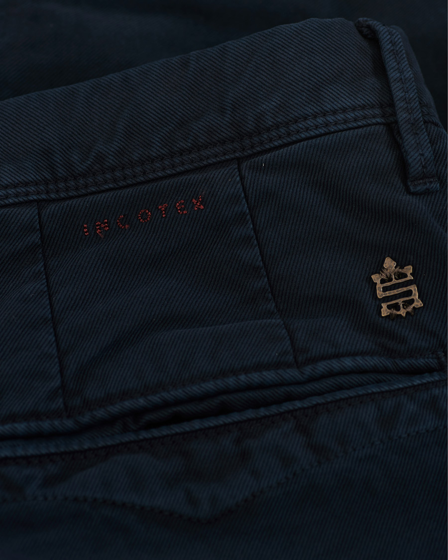 Mies | Housut | Incotex | Slim Fit Garment Dyed Washed Slacks Navy