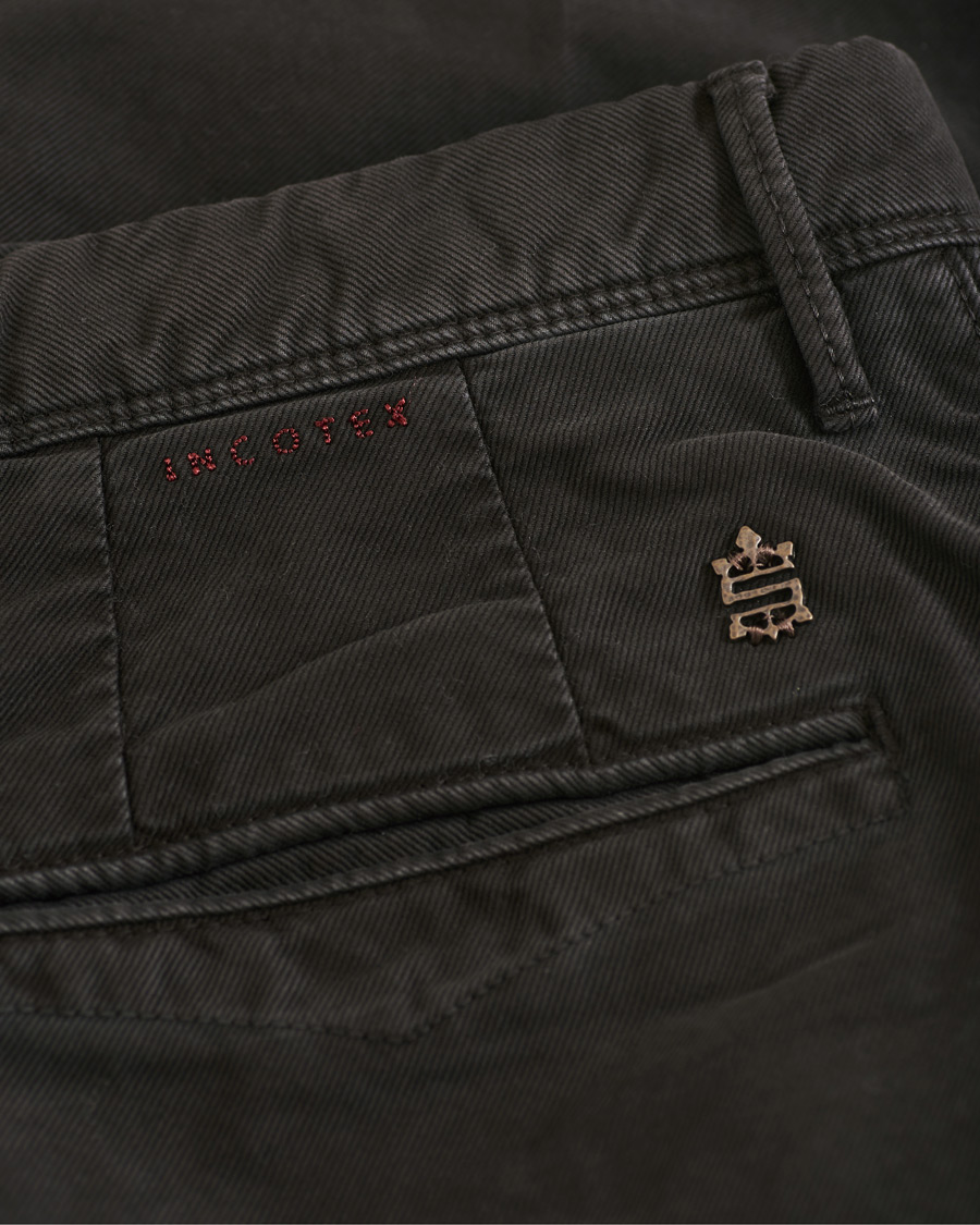 Mies | Housut | Incotex | Slim Fit Garment Dyed Washed Slacks Black