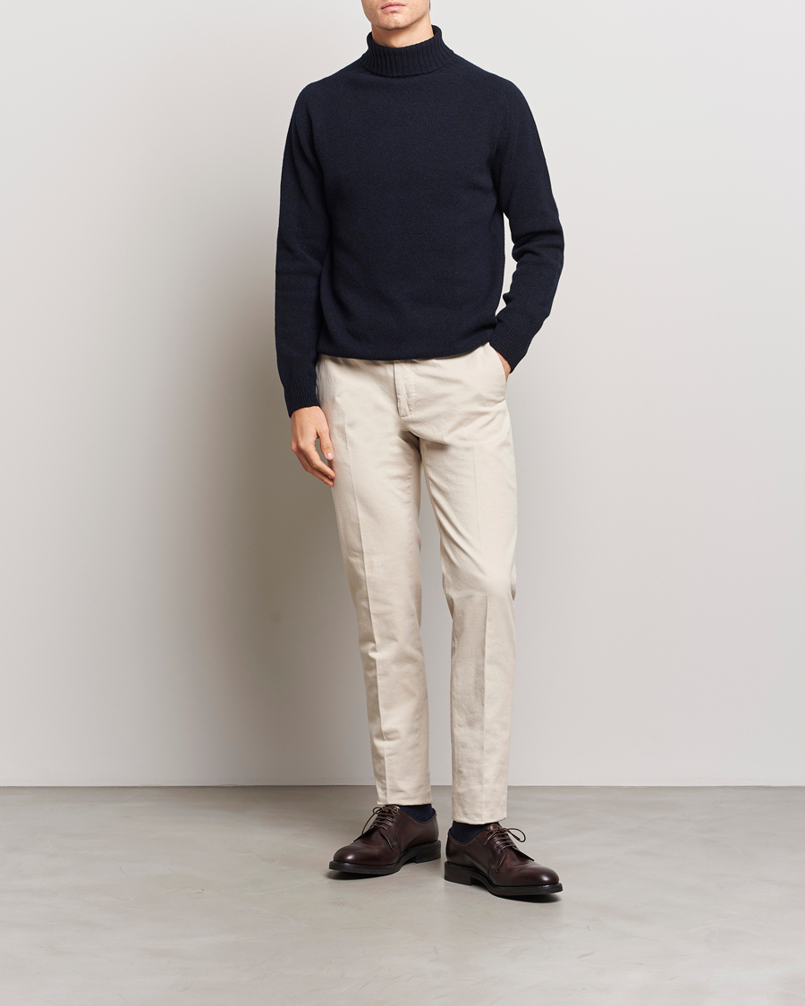 Mies | Puserot | Sunspel | Lambswool Poloshirt Dark Navy Moiline