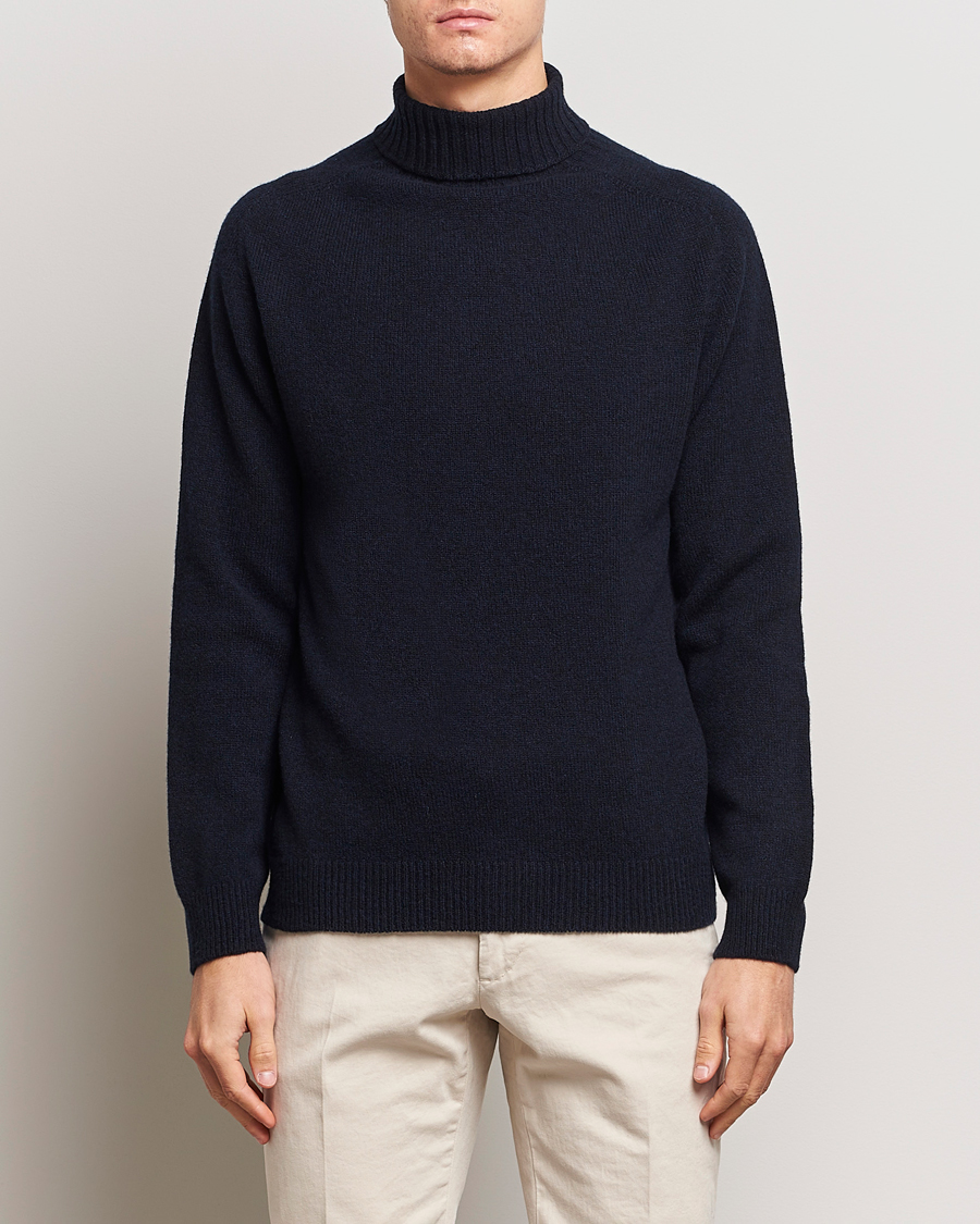 Mies | Puserot | Sunspel | Lambswool Poloshirt Dark Navy Moiline