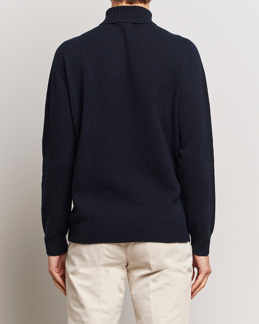 Mies | Puserot | Sunspel | Lambswool Poloshirt Dark Navy Moiline
