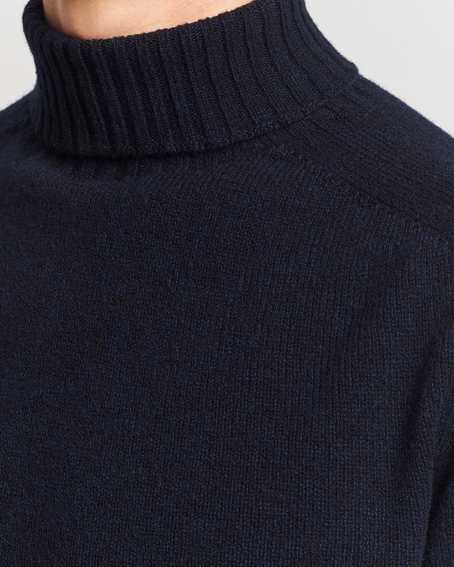 Mies | Puserot | Sunspel | Lambswool Poloshirt Dark Navy Moiline
