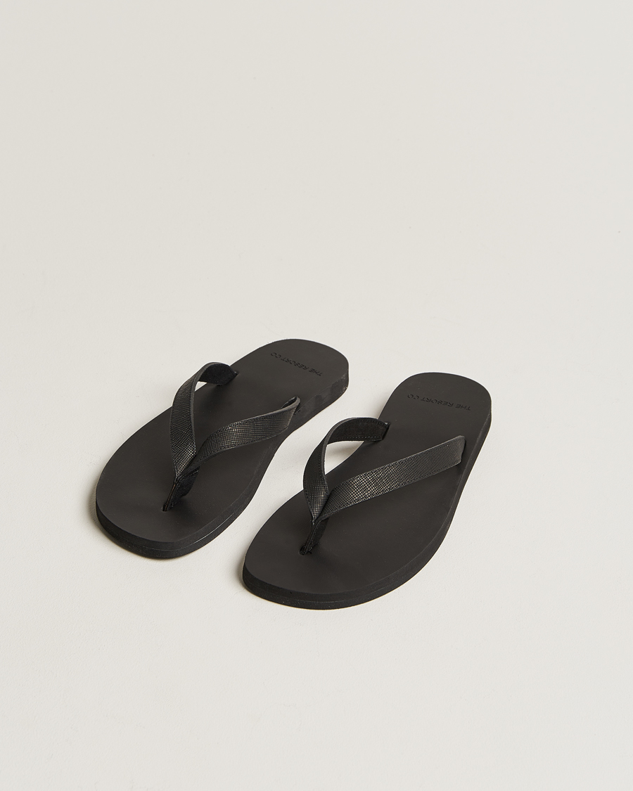 Mies | The Resort Co Saffiano Leather Flip-Flop Black | The Resort Co | Saffiano Leather Flip-Flop Black