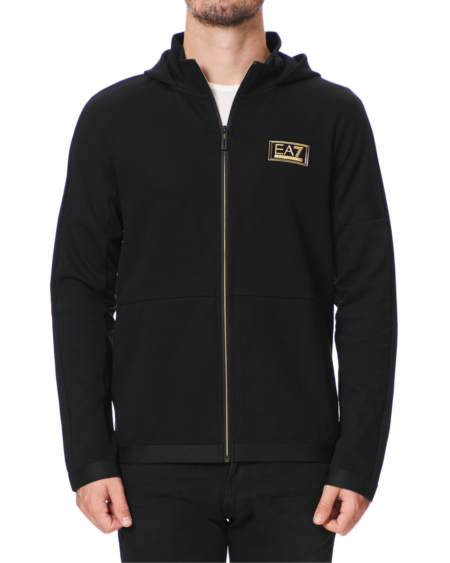 Mies | Puserot | EA7 | Train Gold Label Full Zip Hoodie Black