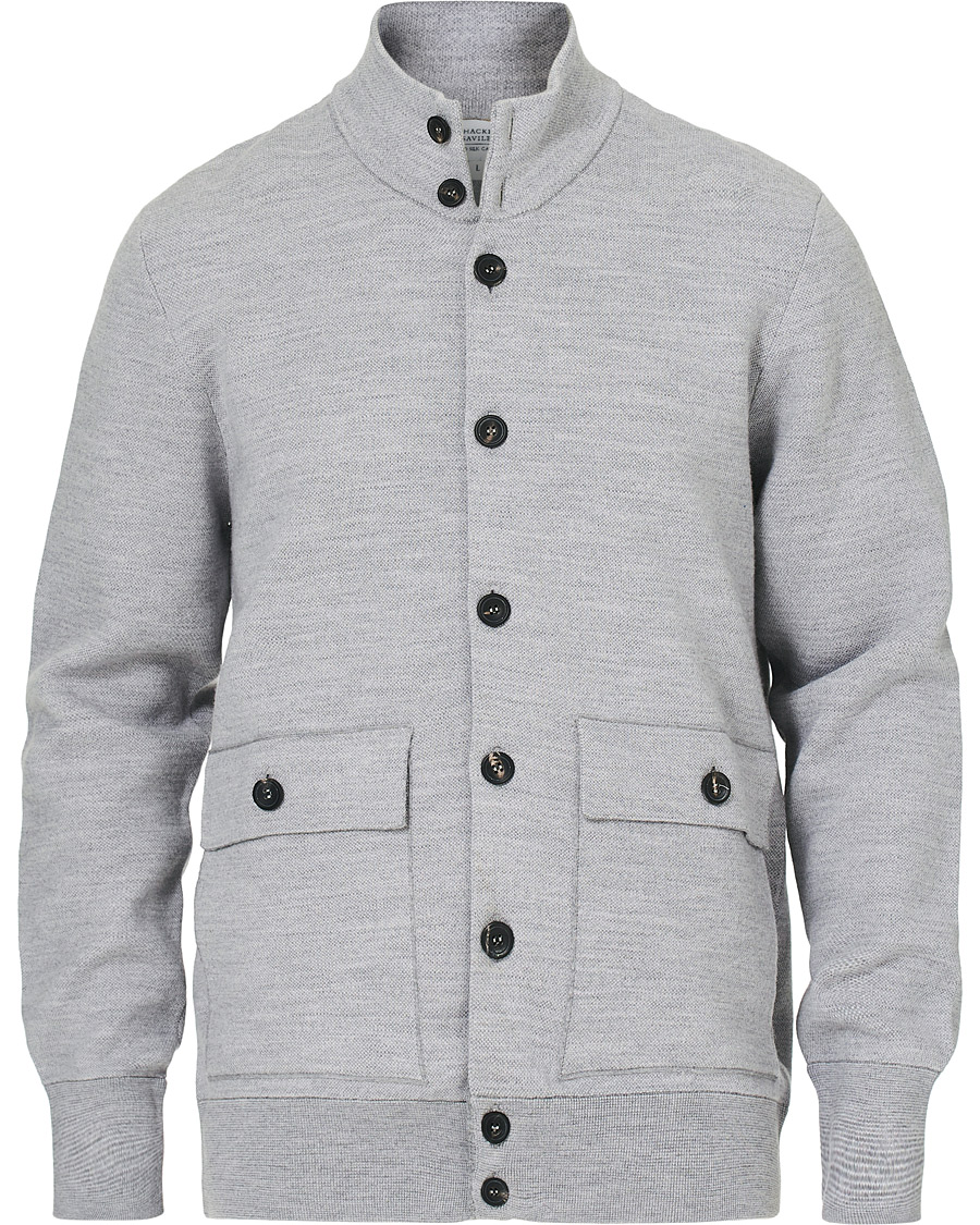 Mies | Puserot | 14 Savile Row | Silk/Cashmere/Wool Cardigan Pale Grey