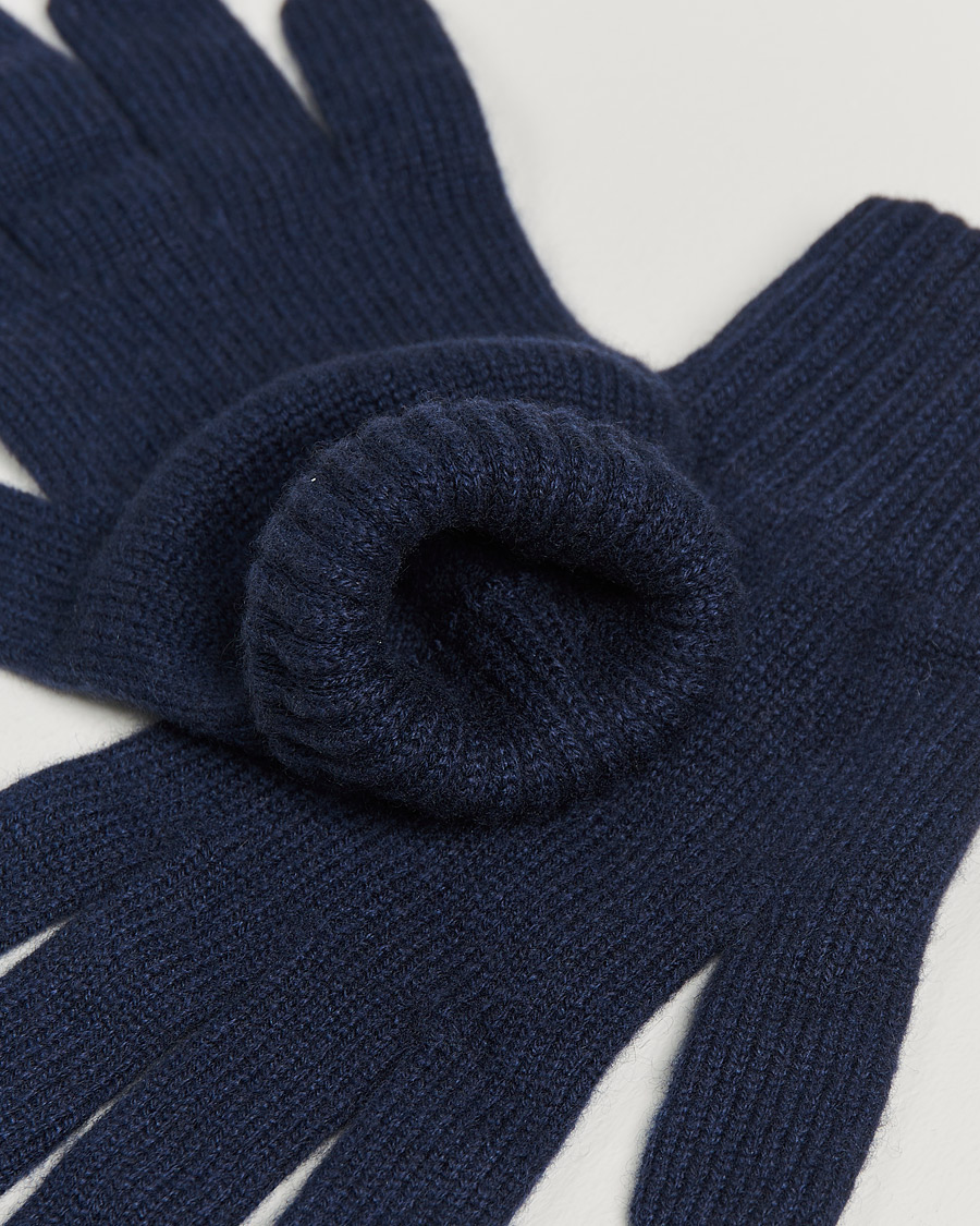 Mies | Johnstons of Elgin Knitted Cashmere Gloves Navy | Johnstons of Elgin | Knitted Cashmere Gloves Navy