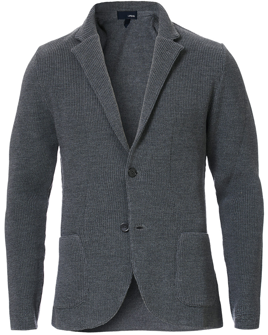 Mies | Pikkutakit | Lardini | Knitted Wool Blazer Grey