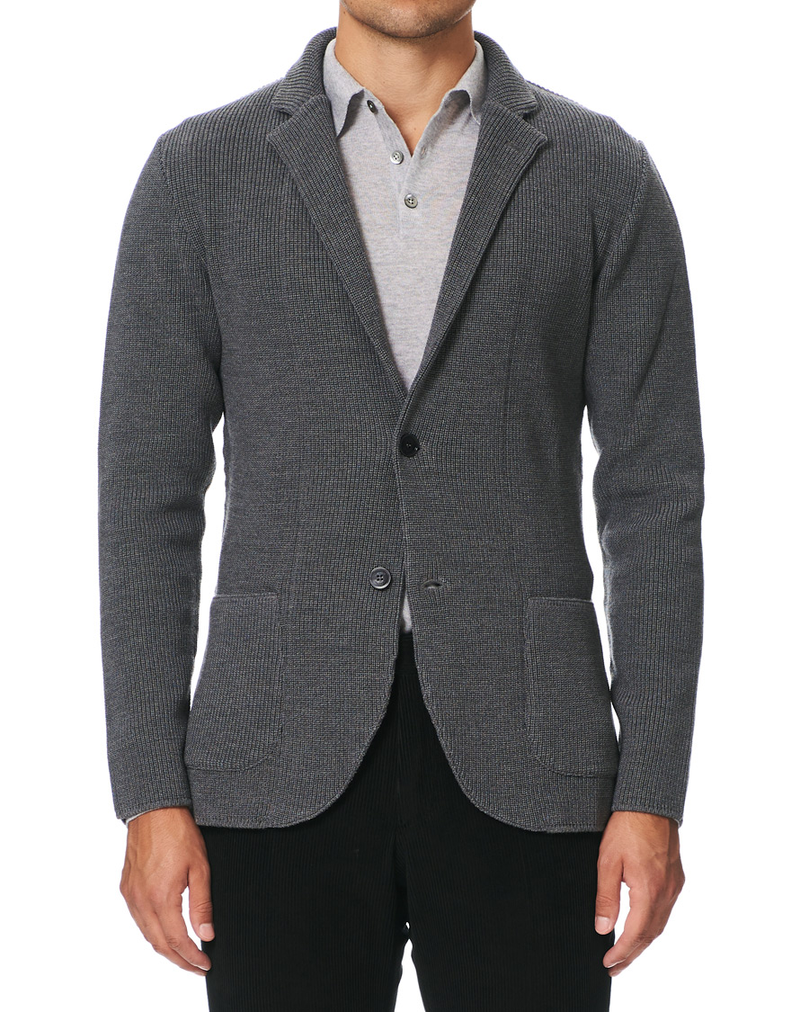 Mies | Pikkutakit | Lardini | Knitted Wool Blazer Grey