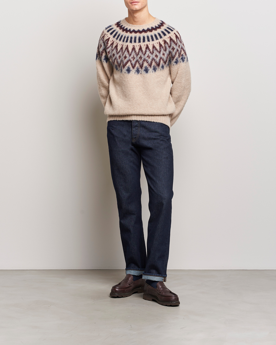 Mies | Puserot | Howlin' | Brushed Wool Fair Isle Crew Sweater Biscuit