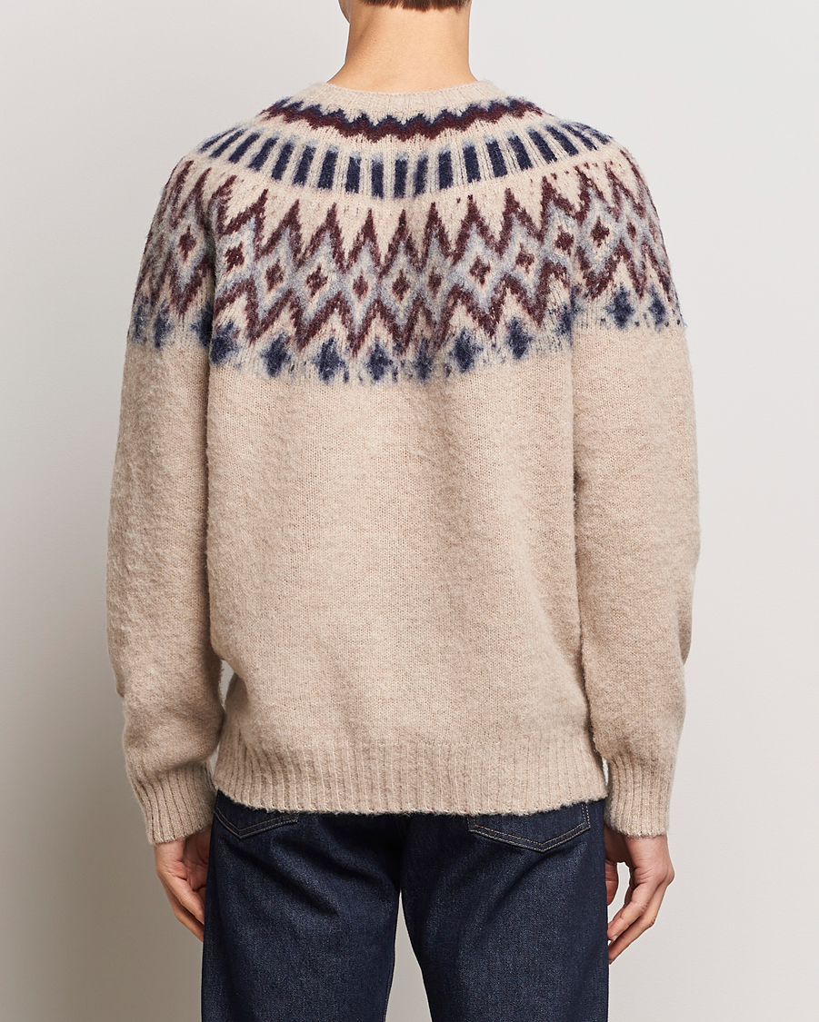 Mies | Puserot | Howlin' | Brushed Wool Fair Isle Crew Sweater Biscuit