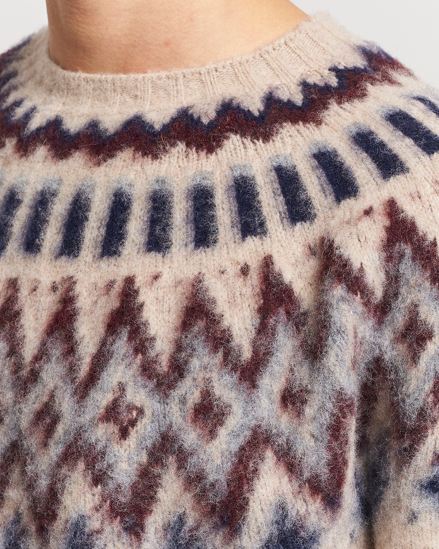 Mies | Puserot | Howlin' | Brushed Wool Fair Isle Crew Sweater Biscuit