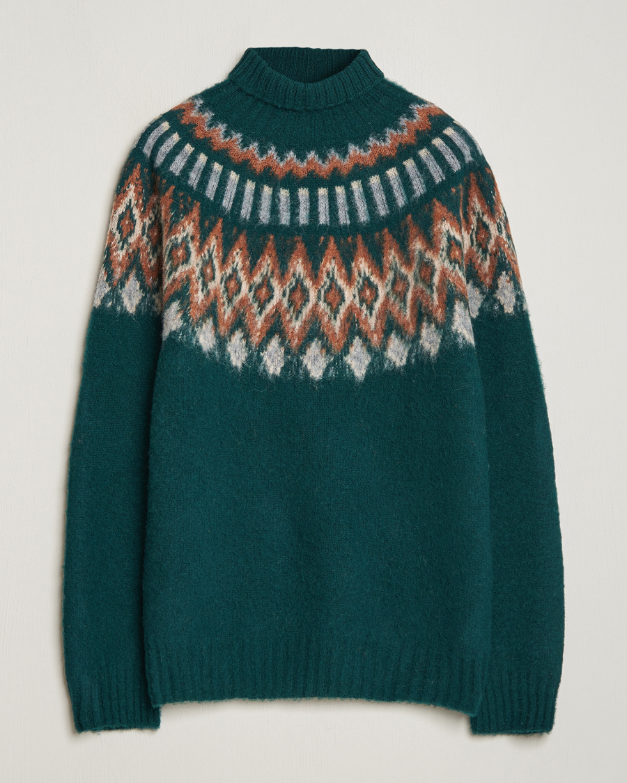 Mies | Poolot | Howlin' | Brushed Wool Fair Isle Roll Neck Forest