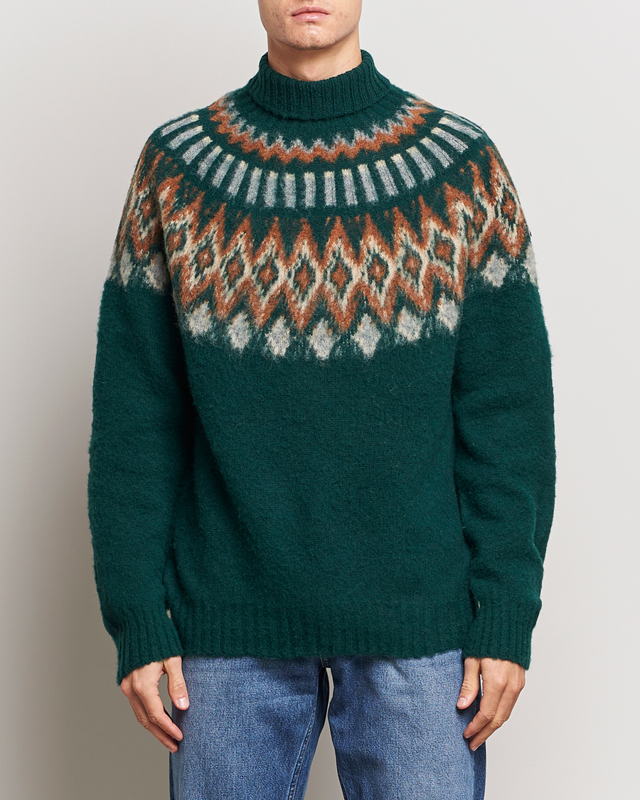 Mies | Poolot | Howlin' | Brushed Wool Fair Isle Roll Neck Forest