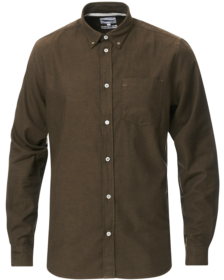 Mies | Kauluspaidat | Norse Projects | Anton Brushed Flannel Shirt Dark Green