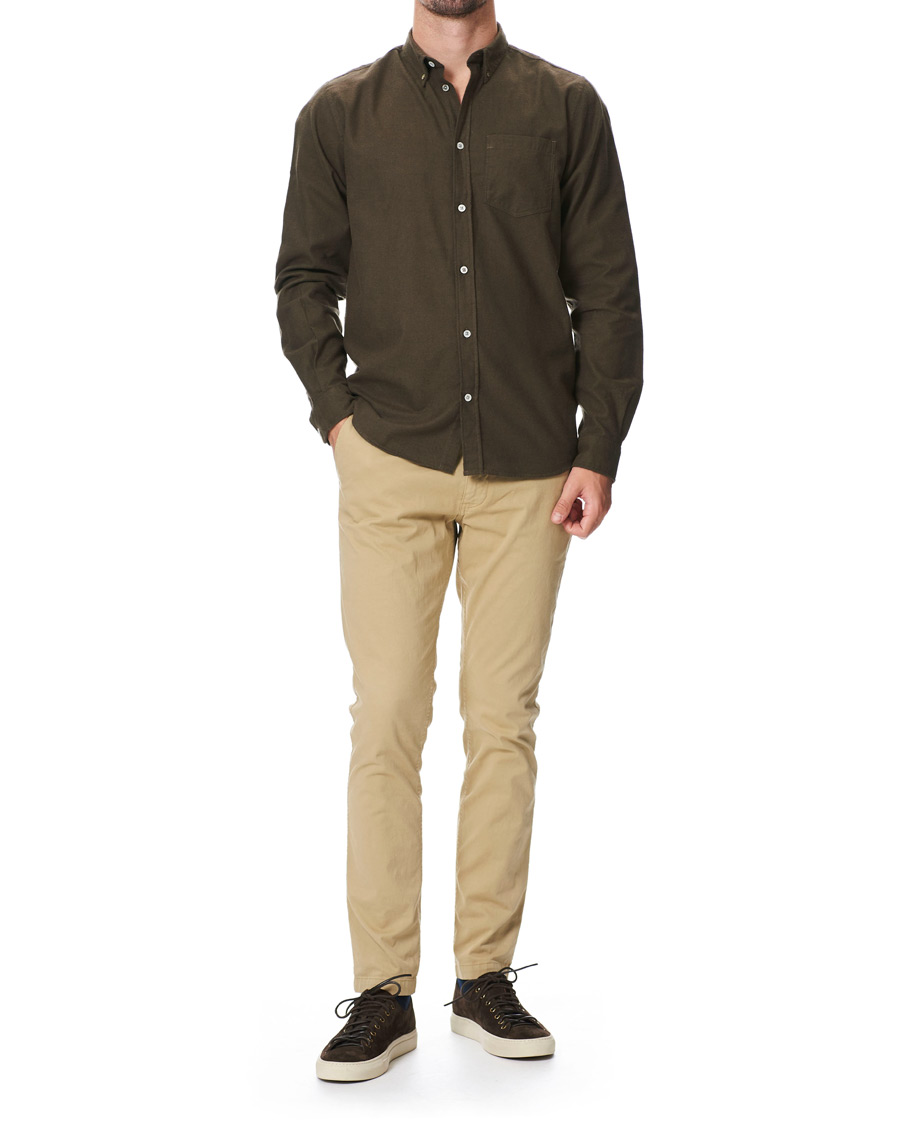 Mies | Kauluspaidat | Norse Projects | Anton Brushed Flannel Shirt Dark Green