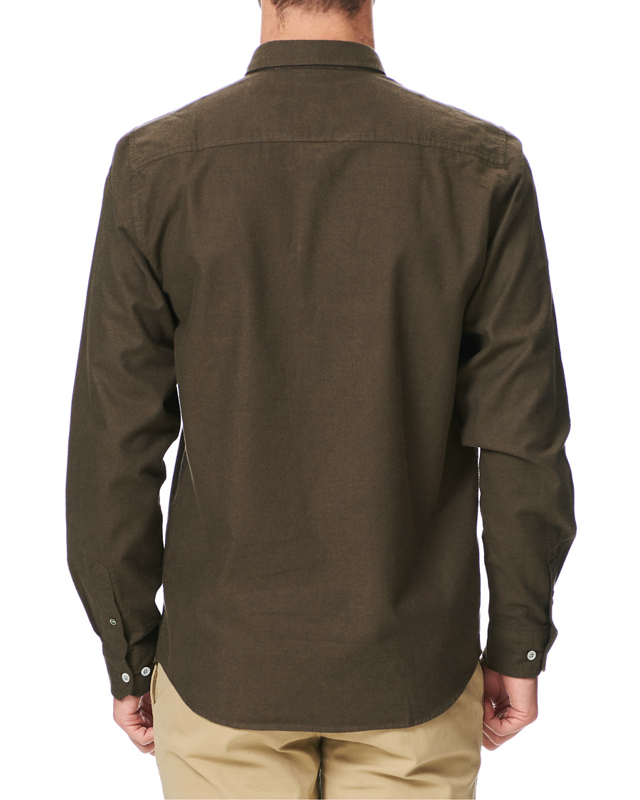 Mies | Kauluspaidat | Norse Projects | Anton Brushed Flannel Shirt Dark Green