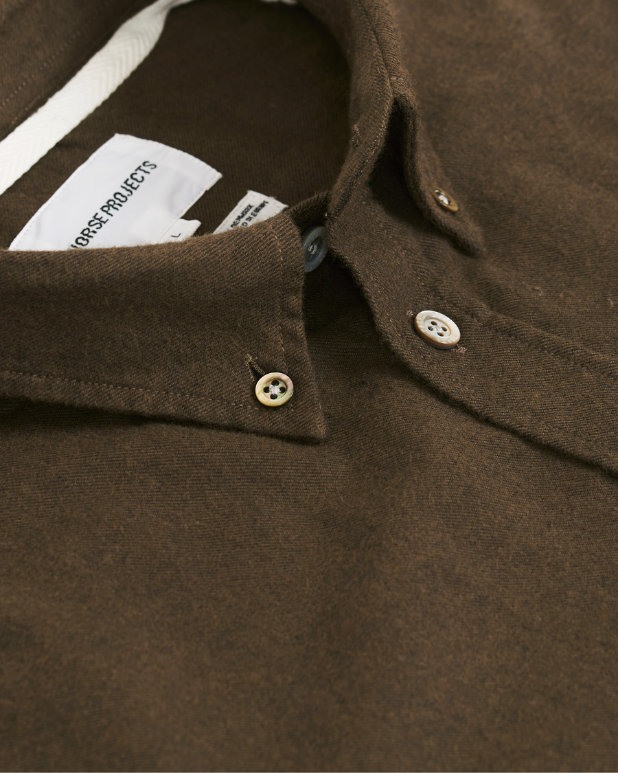 Mies | Kauluspaidat | Norse Projects | Anton Brushed Flannel Shirt Dark Green