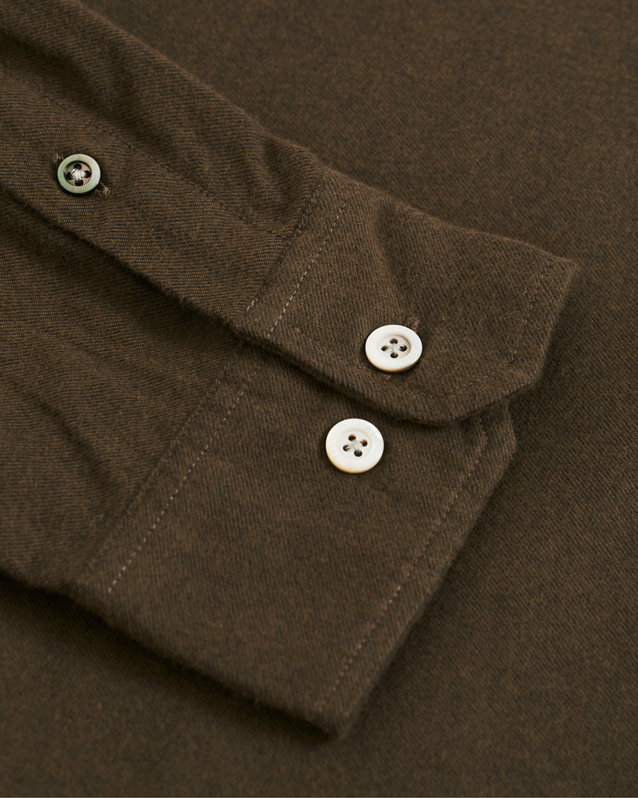 Mies | Kauluspaidat | Norse Projects | Anton Brushed Flannel Shirt Dark Green