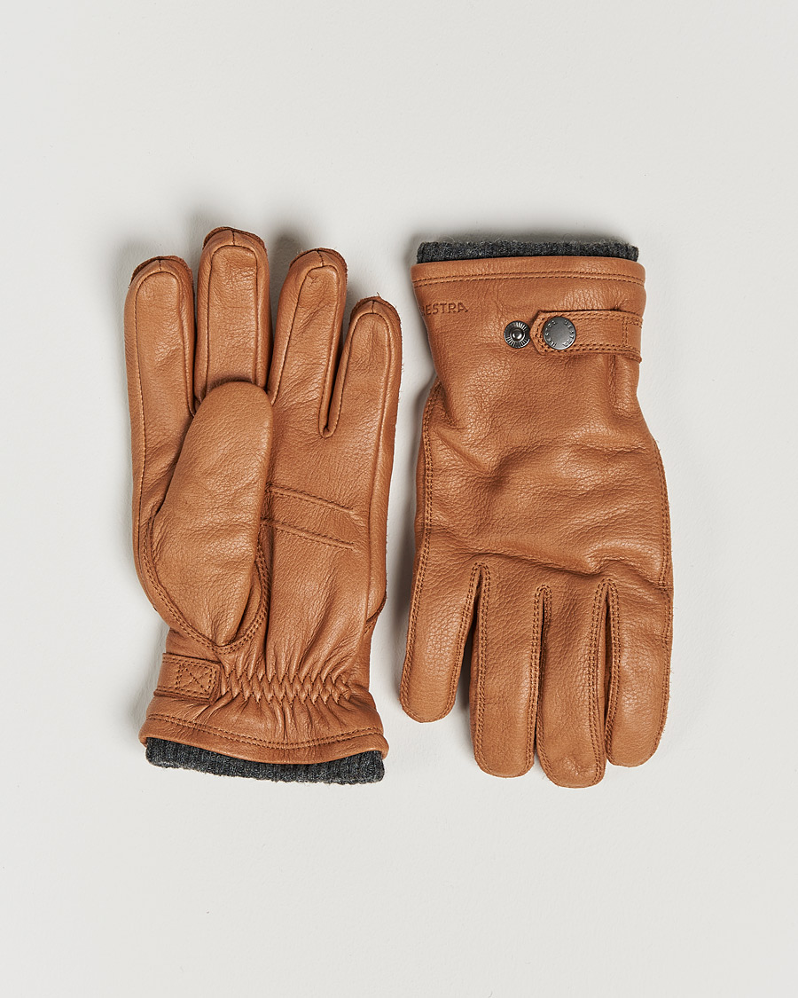 Mies | Käsineet | Hestra | Utsjö Fleece Lined Buckle Elkskin Glove Cognac