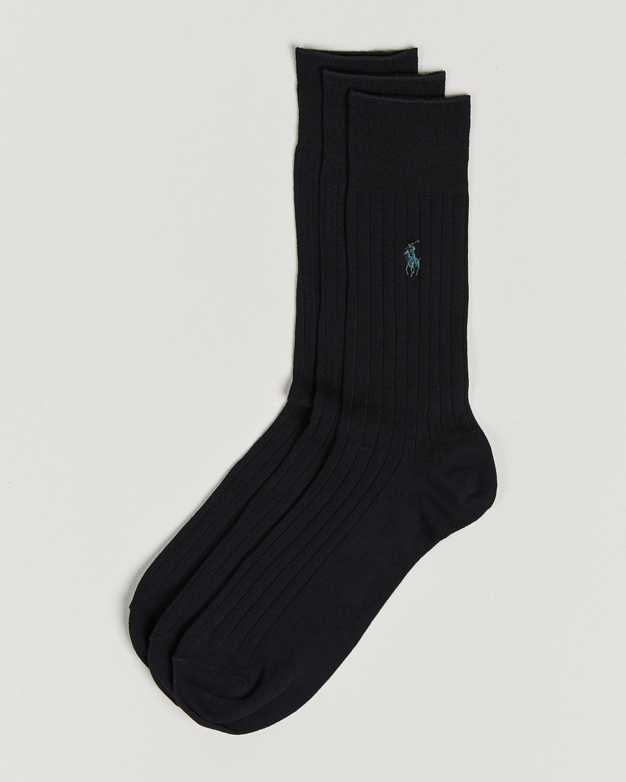 Mies | Alusvaatteet | Polo Ralph Lauren | 3-Pack Egyptian Rib Crew Socks Black