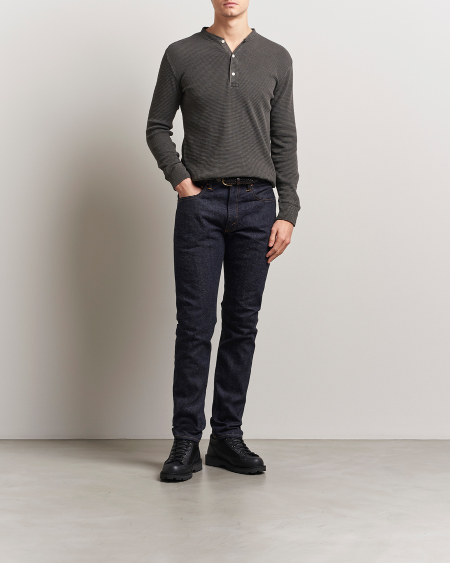 Mies | Puserot | RRL | Long Sleeve Henley Faded Black