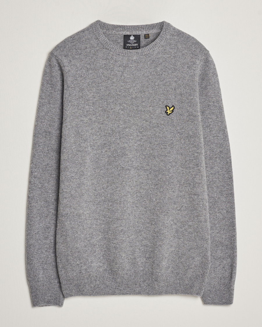 Mies | Puserot | Lyle & Scott | Lambswool Crew Neck Pullover Mid Grey Melange