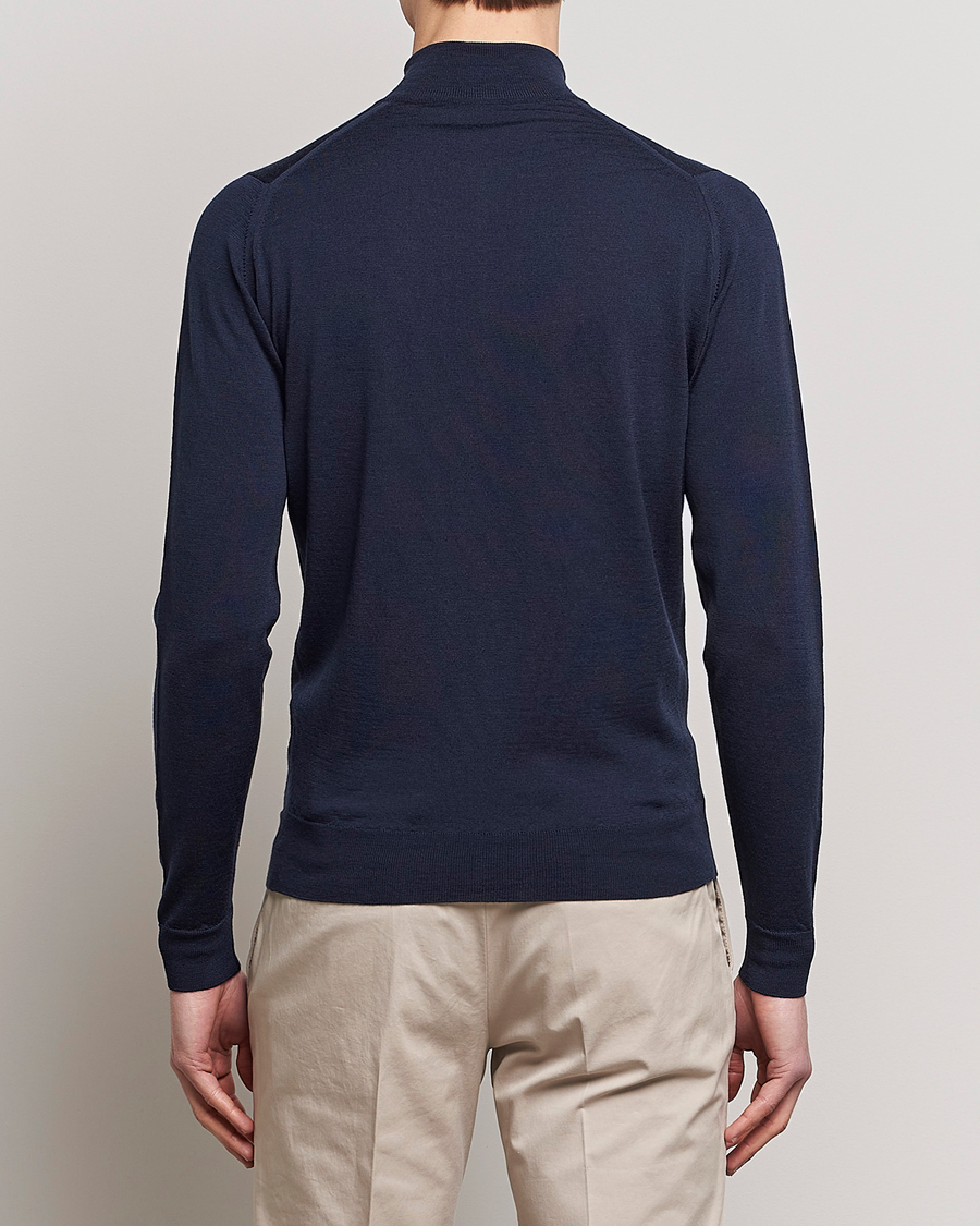 Mies | Puserot | John Smedley | Barrow Extra Fine Merino Half Zip Midnight