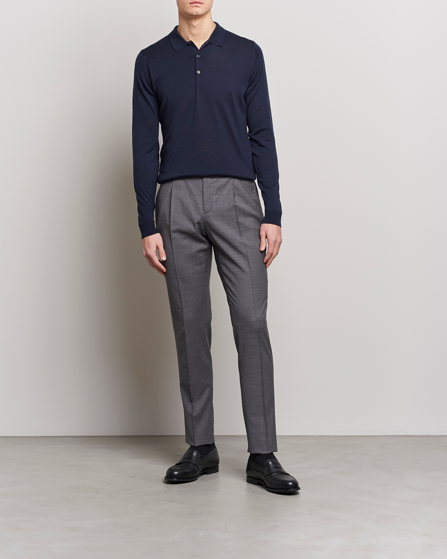 Mies | Puserot | John Smedley | Belper Extra Fine Merino Polo Pullover Midnight