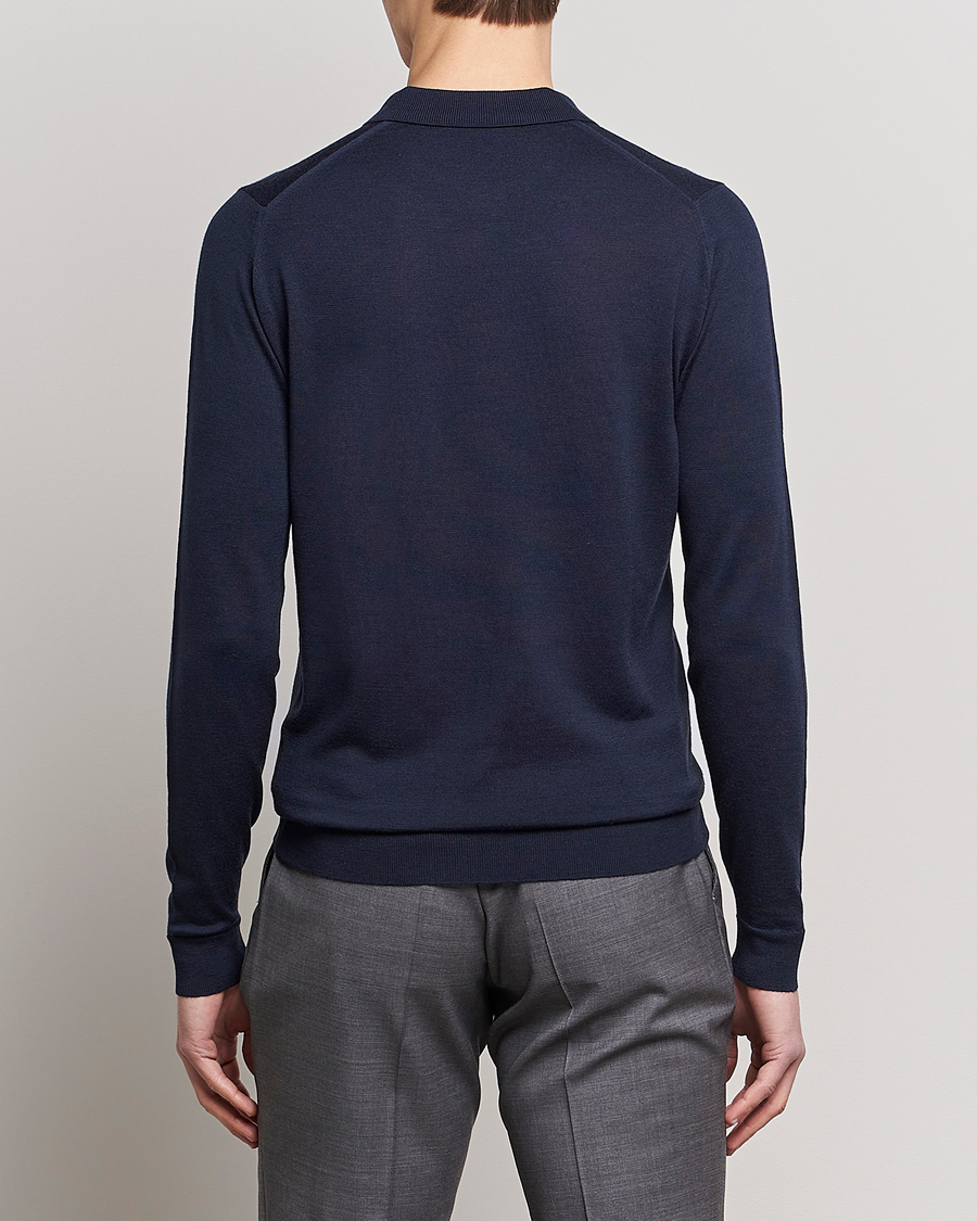 Mies | Puserot | John Smedley | Belper Extra Fine Merino Polo Pullover Midnight