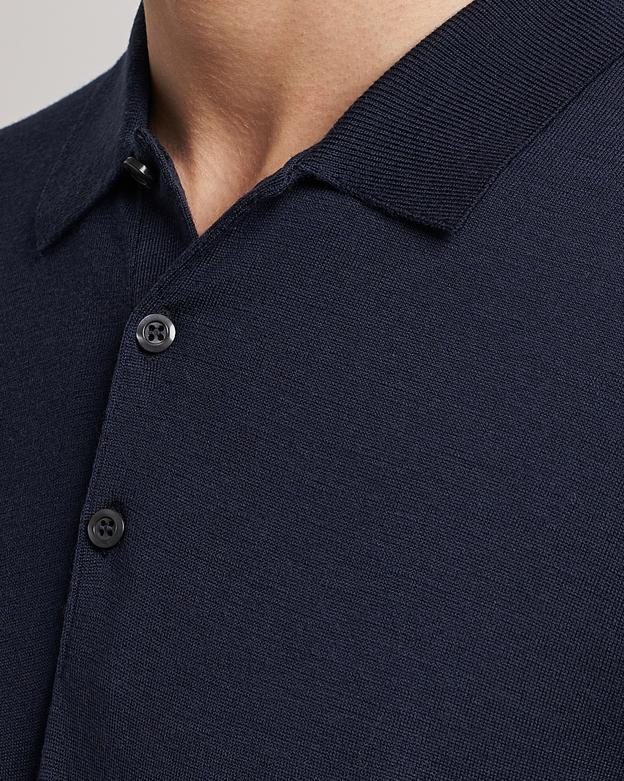 Mies | Puserot | John Smedley | Belper Extra Fine Merino Polo Pullover Midnight