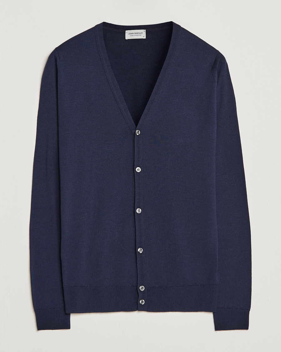 Mies | Puserot | John Smedley | Petworth Extra Fine Merino Cardigan Midnight