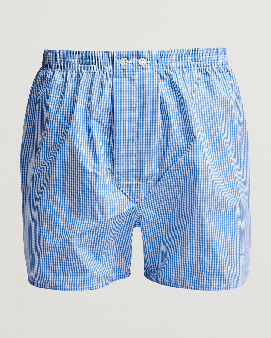 Mies | Alusvaatteet | Derek Rose | Classic Fit Cotton Boxer Shorts Blue Gingham