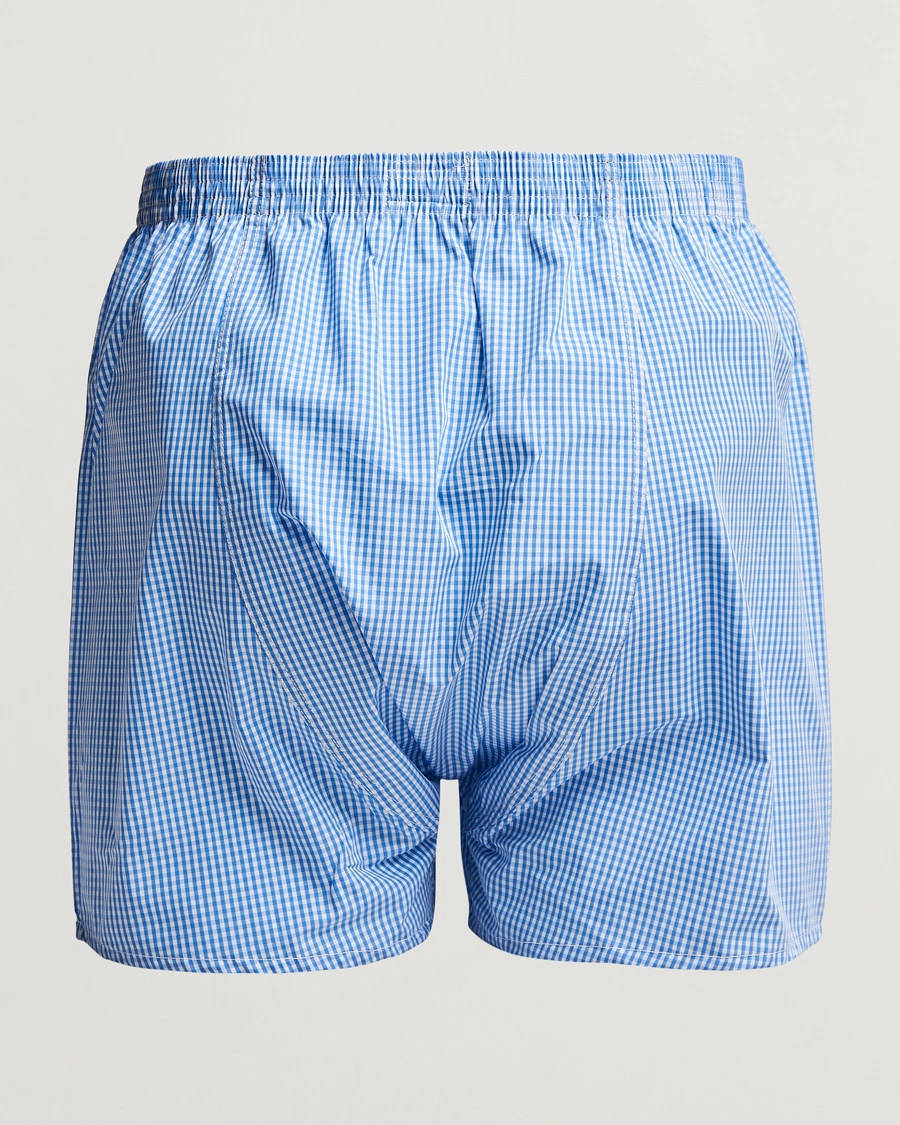 Mies |  | Derek Rose | Classic Fit Cotton Boxer Shorts Blue Gingham