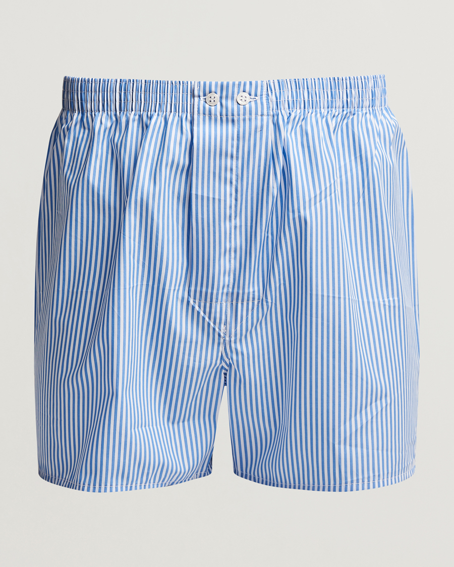 Miehet |  | Derek Rose | Classic Fit Cotton Boxer Shorts Blue Stripe