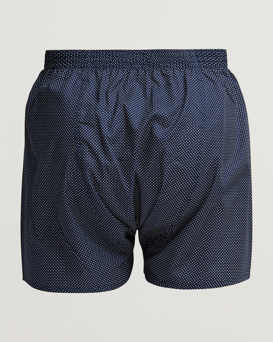Mies |  | Derek Rose | Classic Fit Cotton Boxer Shorts Navy Polka Dot