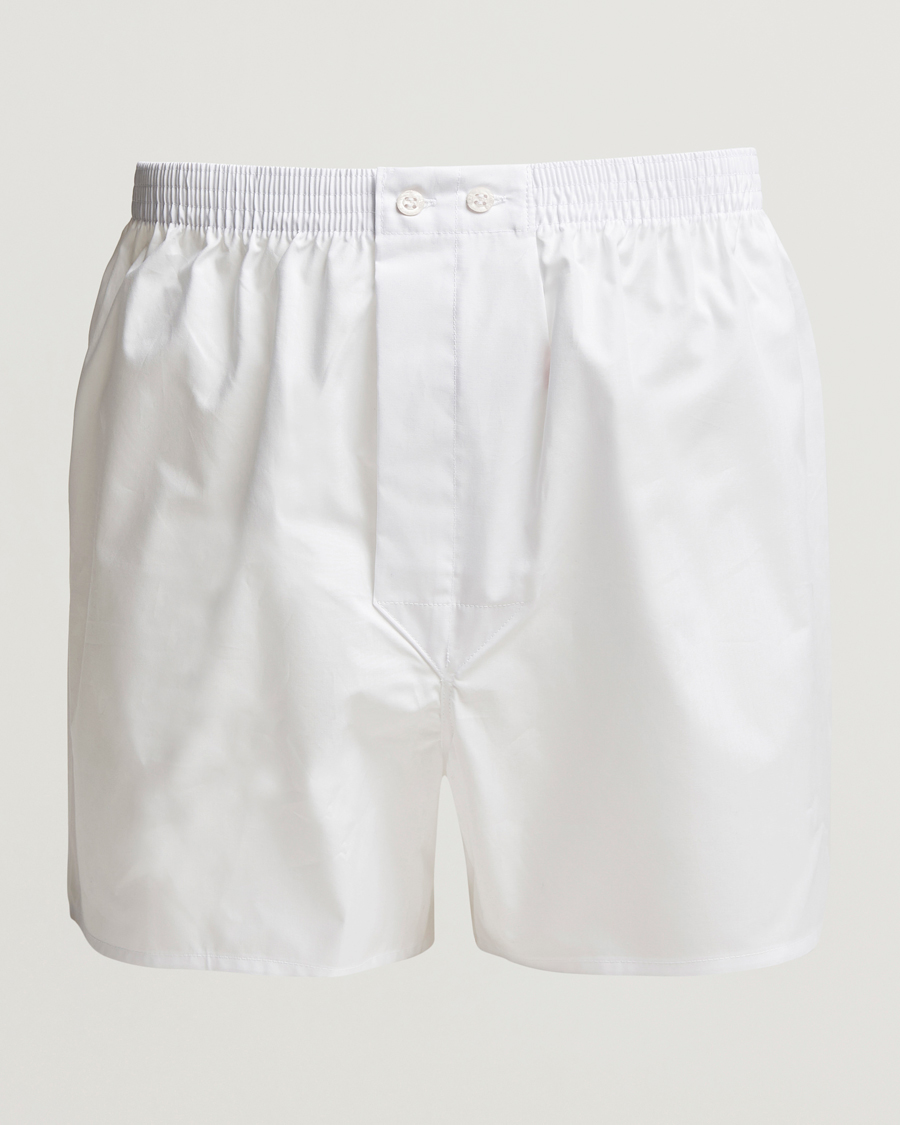 Mies |  | Derek Rose | Classic Fit Cotton Boxer Shorts White