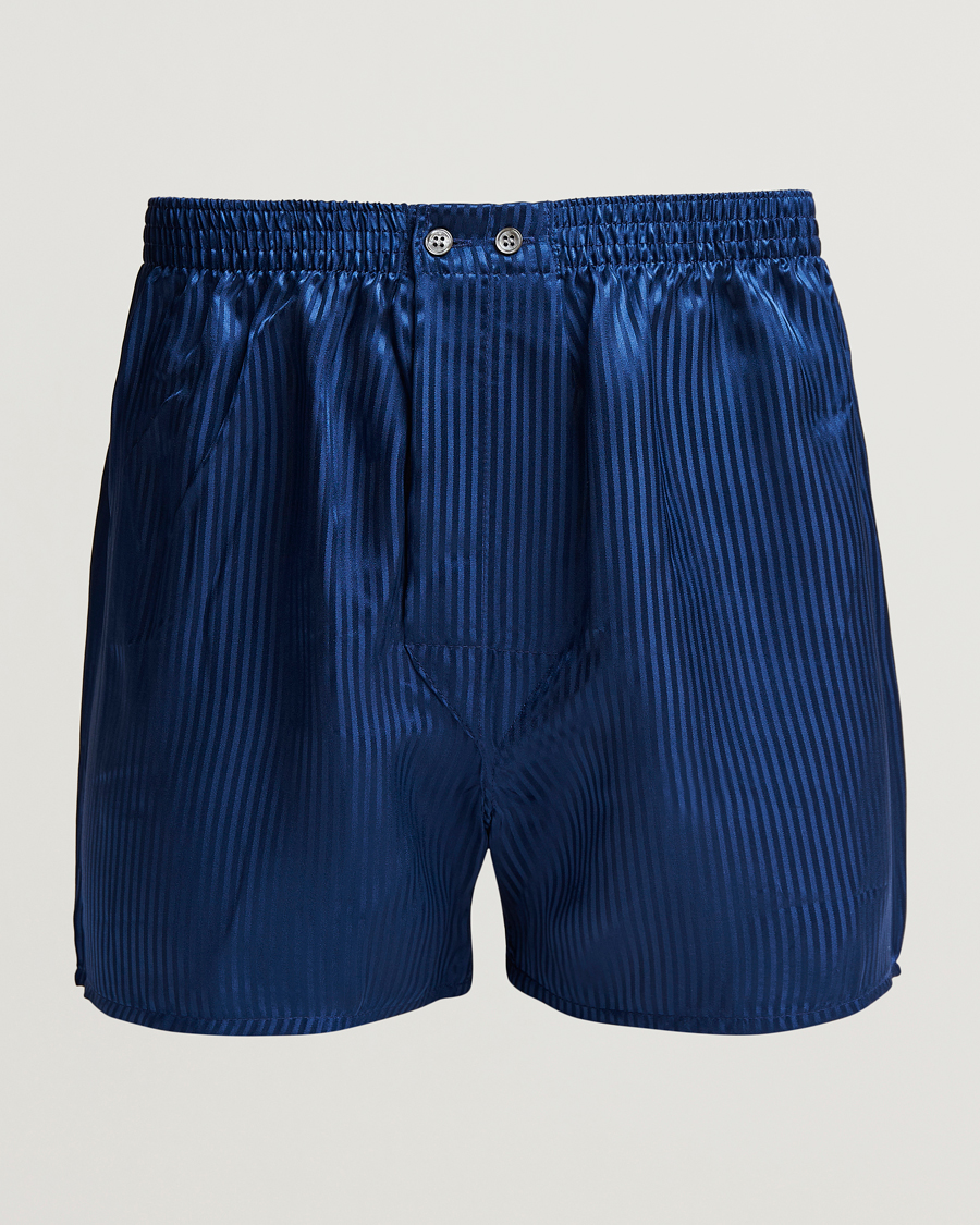 Mies | Alusvaatteet | Derek Rose | Classic Fit Silk Boxer Shorts Navy